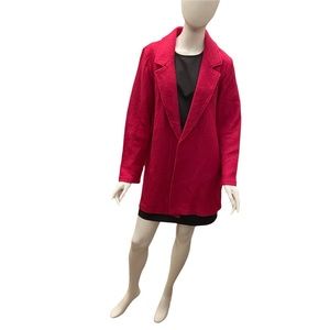 NWT Rachel Zoe LA NY Magenta Open Front Wool Blend Coat Jacket Size Large